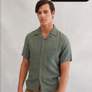 Percival Clothing, Short Sleeve Cuban Linen Shirt in sage size medium NWT